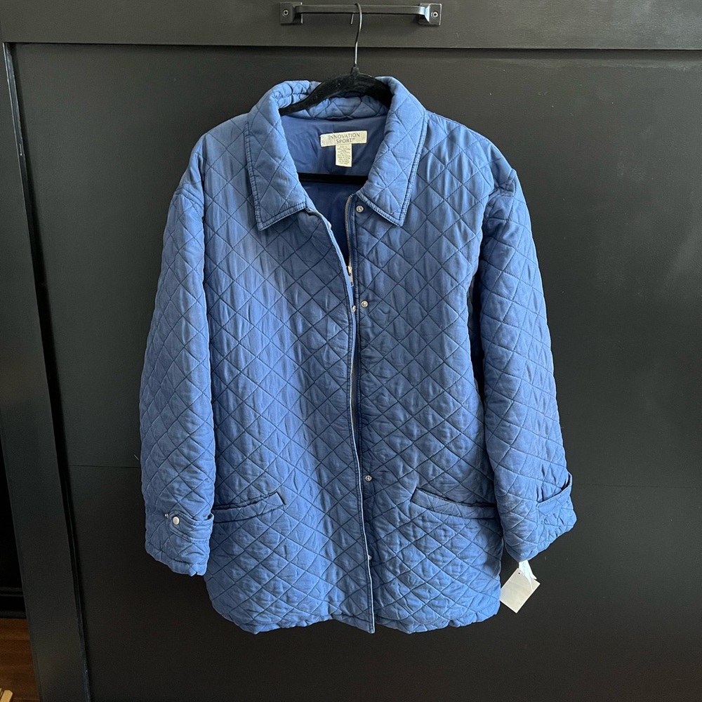 Blue Quilted Utility Jacket